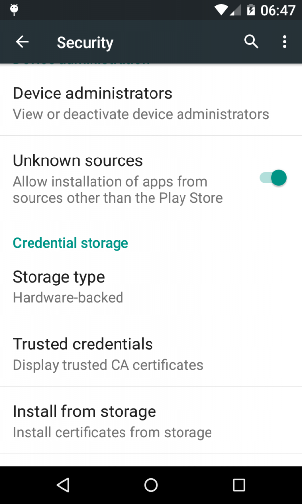 Enable Unknown sources